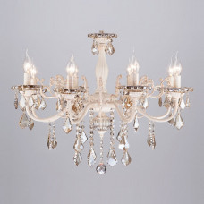 Подвесная люстра Eurosvet Elisha 3281/8 белый с золотом/тонированный хрусталь Strotskis Подвесная люстра Eurosvet Elisha 3281/8 белый с золотом/тонированный хрусталь Strotskis
